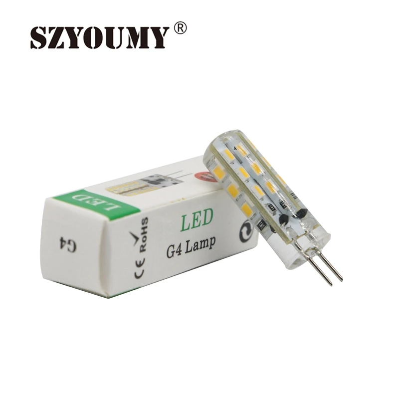 SZYOUMY 50 шт./лот G4 2 Вт 24SMD 3014 Светодиодный светильник 12 В постоянного тока теплый