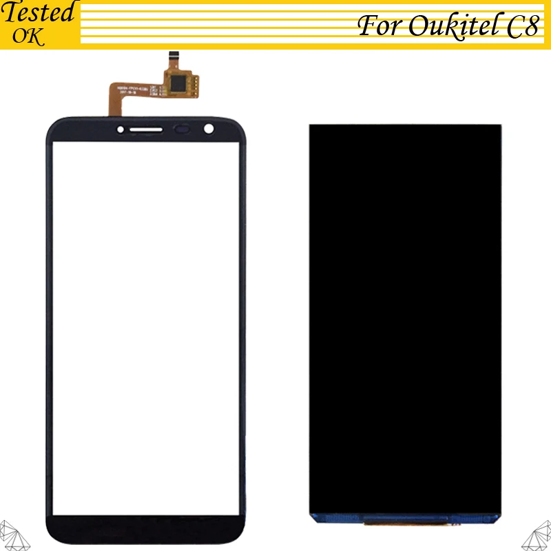 5.5 inch 100% Tested For Oukitel C8 LCD Display+Touch Screen Digitizer Repair Parts Panel In Stock | Мобильные телефоны и