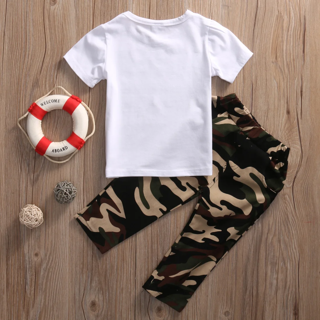 2pcs Kids Baby Boy Camouflage Outfits Clothes Sets LIKE A BOSS Print Short Sleeve T-shirt Tops+Camouflage Pants Cotton | Детская одежда