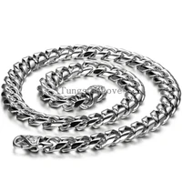 new arrival casual men necklaces silver color stainless steel braided chain necklaces 55cm8mm biker men punk chain necklace