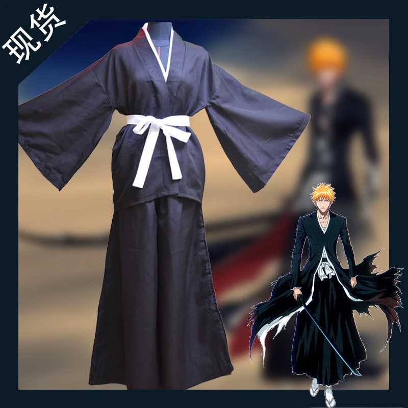 Японское кимоно для косплея Kurosaki Ichigo Kuchiki Рукия из аниме отбеливатель|Костюмы