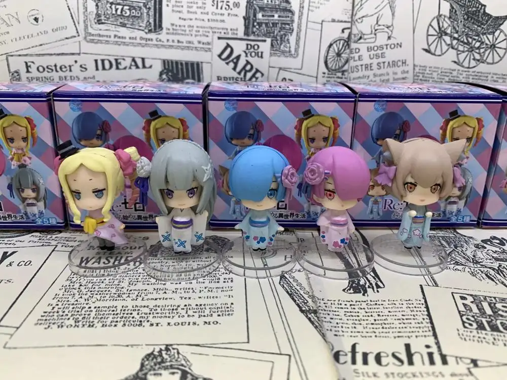 6 см аниме 5 шт. Re: жизнь в другом мире от zero Rem Ram Emilia Beatrice Mini Q версия ПВХ Фигурки