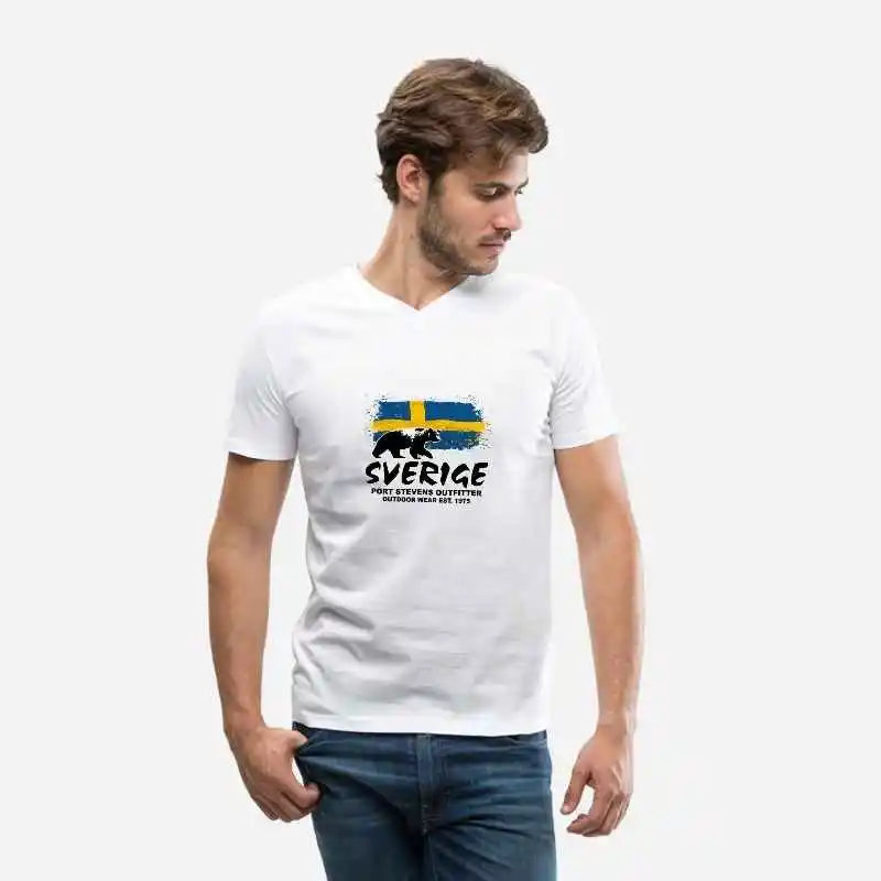 Sweden Bear & Flag индивидуальная печать brownbear grizzly sverige шведская мужская хлопковая