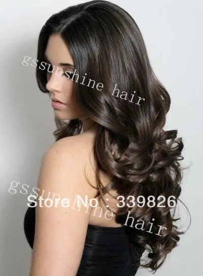 Charming Lady two tone ombre color #1b/4 big curl brazilian human remy hair glueless full lace wigs Free Shipping |