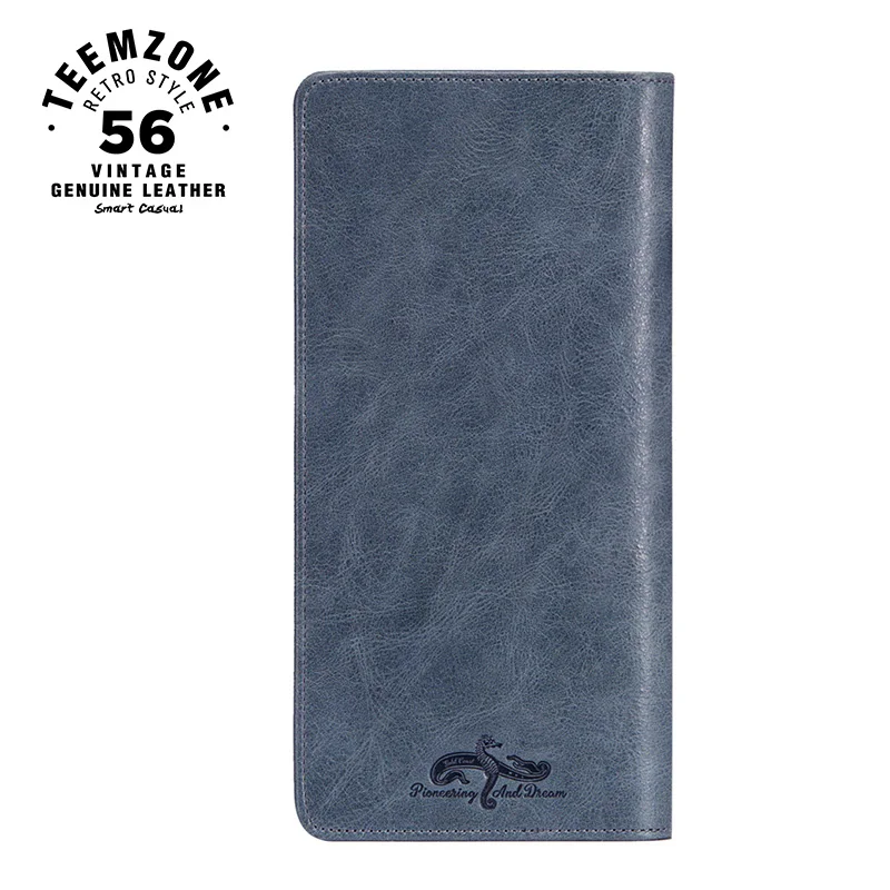 Мужской Длинный кошелек teemzone из натуральной воловьей кожи 11 держателей для карт