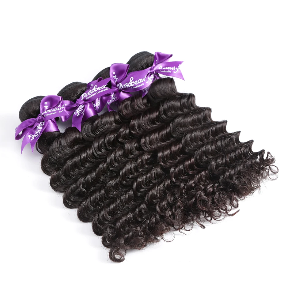 Rosabeauty, глубокая волна, 8-28, 30 дюймов, 3, 4 пряди, бразильские волосы remy, человеческие волосы для наращивания, естественное закрытие, волнистые кудрявые