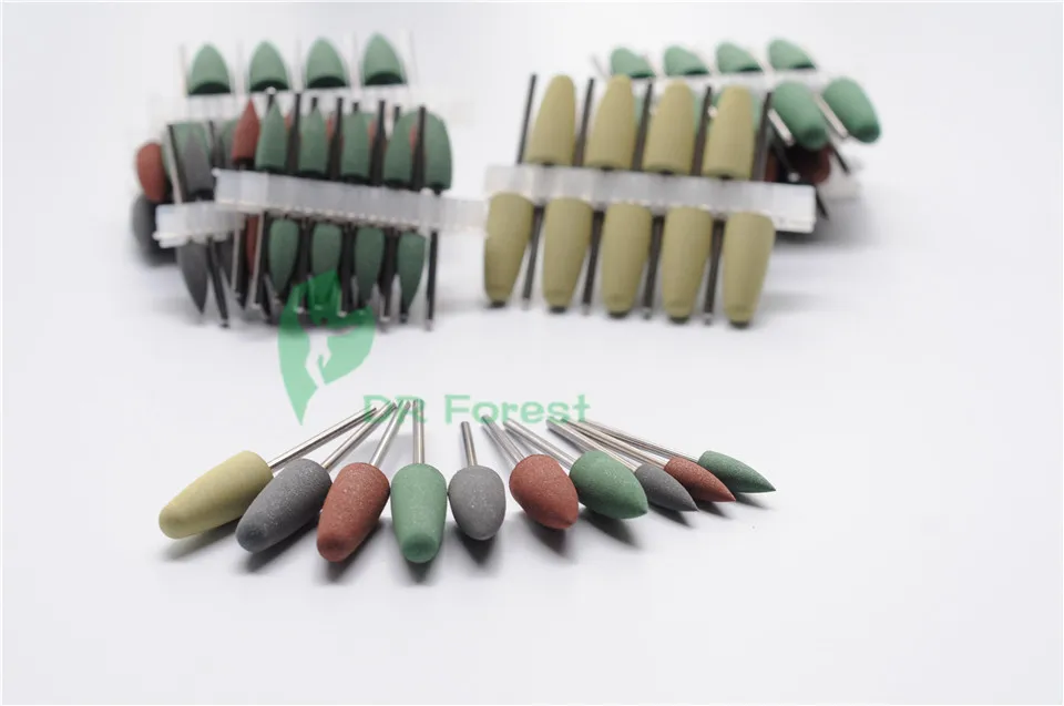 100Pcs Dental SILICONE Rubber polishers Diamond polishing Burs 2.35mm shank | Drills&ampBrushes