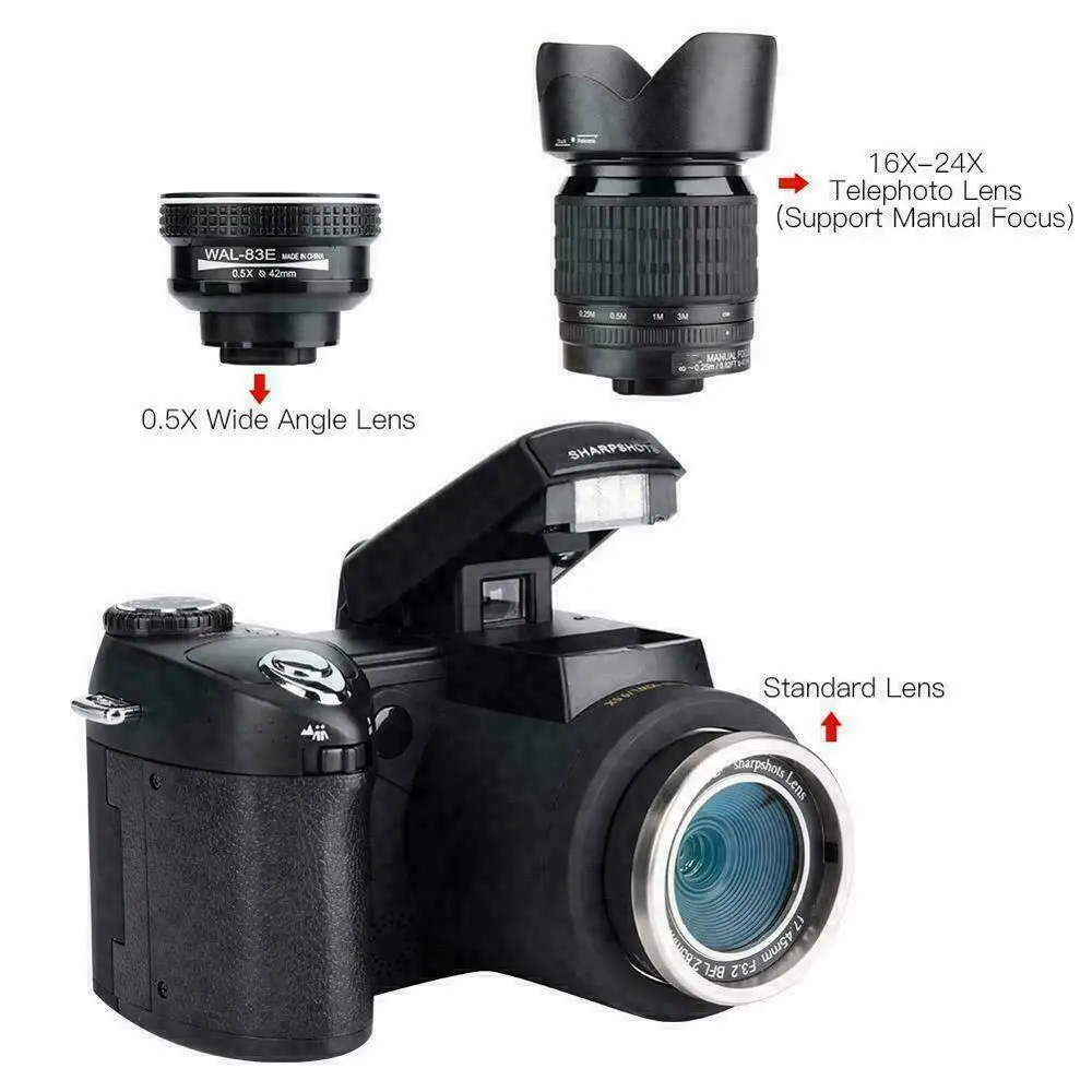 Цифровая видеокамера HD D7300 33MP широкоугольный объектив 24x оптический телескоп