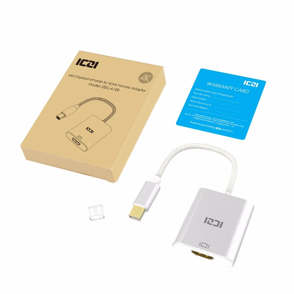 ICZI мини адаптер DP к HDMI 4K Thunderbolt Mini Displayport 1 2 0 конвертер для Macbook Surfacebook серебро|mini dp to