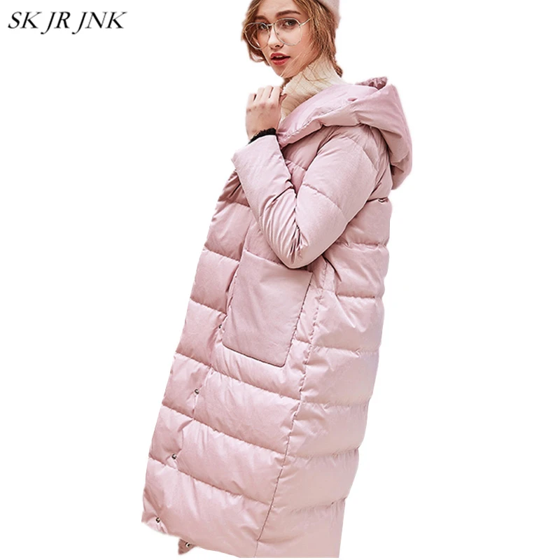 Женские парки на белом утином пуху 2018 зимний модный теплый пуховик с капюшоном