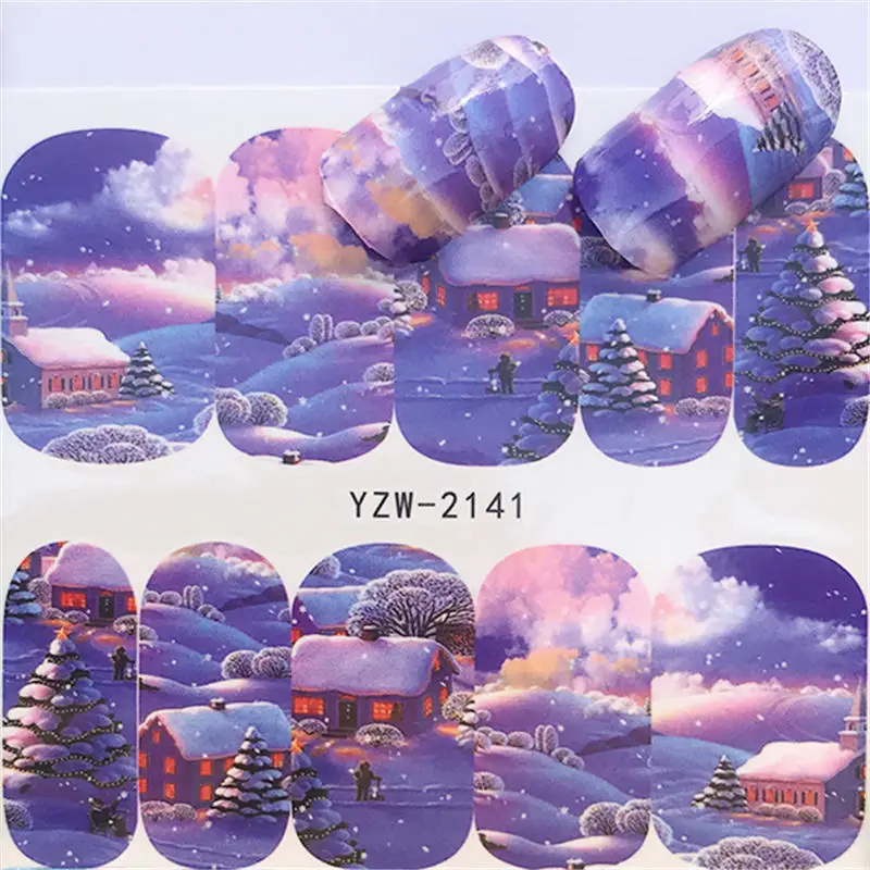 YZW-2141 YWK beauty Рождество переводные наклейки для ногтей украшения маникюрные инструменты дизайн Санта Клауса снеговика - Цвет: YZW-2141