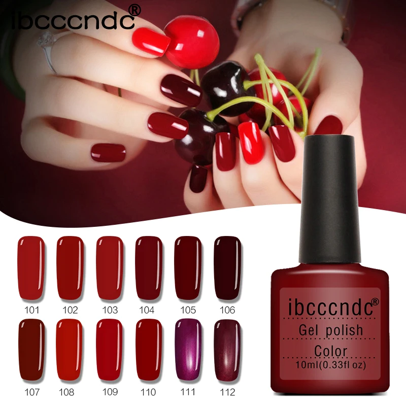 

10ml Wine Red Series Nail Gel Polish Soak Off Gel Polish UV LED Lamp Nail Polish Gel Varnish Nail Art Design Manicure Set 12pcs