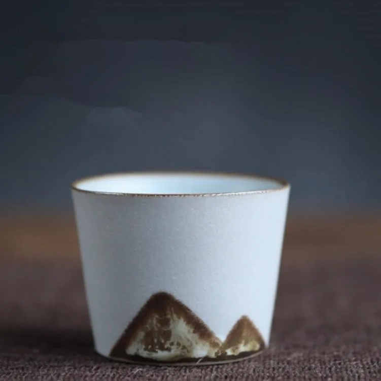 A White 1 шт., ручная роспись, горная керамика, чайные чашки, грубая керамика, китайский чайный набор Kong Fu, чайная посуда ручной работы, аксессуары - Цвет: A White