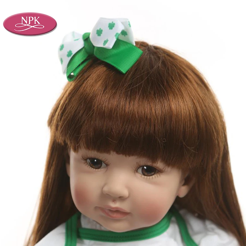 NPK 60 см силиконовая кукла Reborn Baby длинные волосы принцессы для девочек