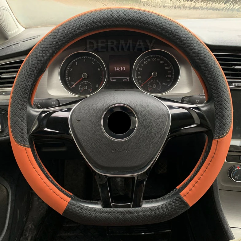 Оранжевый D Форма из искусственной кожи чехол рулевого колеса автомобиля для Suzuki Swift для Volkswagen Golf VII(4, 5, 6, 7, Nissan космического аппарата изгой Qashqai - Название цвета: Оранжевый