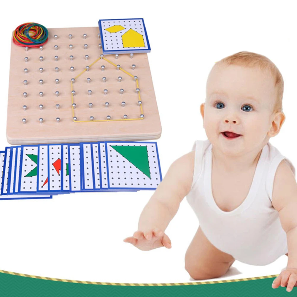 Деревянные Peg Geoboard резиновые галстуки видеокарты Дошкольные Детские развивающие игрушки