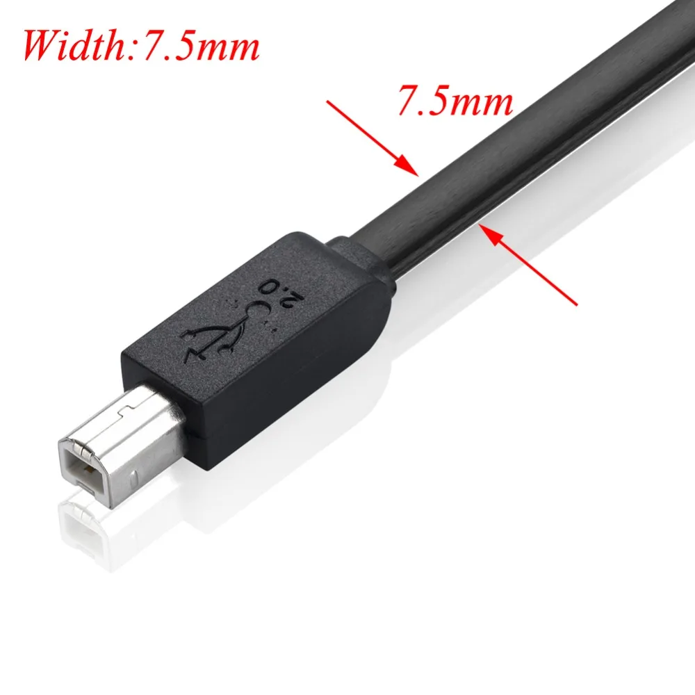 Bochara 30 см плоский USB 2,0 кабель для принтера тип A папа-Тип B папа Чистая медь сердечники для принтера usb-хаб