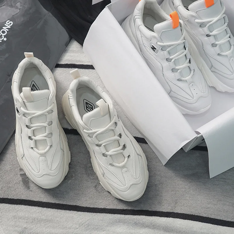 Белая обувь Женские кроссовки из натуральной кожи на массивной платформе zapatos de