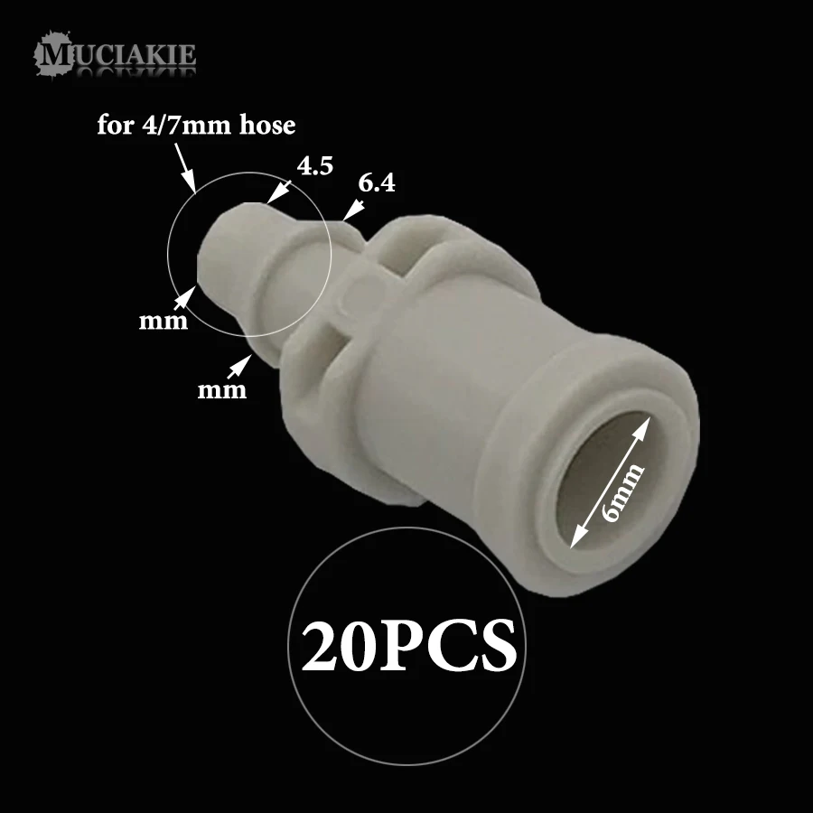 MUCIAKIE 20 шт. 1/4 ''зазубренный соединитель для микрокапельного орошения садовый