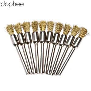 Вращающаяся щетка dophee, латунная ручка, проволочная щетка для дрели, полировки Dremel, вращающиеся инструменты, 3 мм хвостовик, абразивный инструмент, аксессуары, 10 шт.