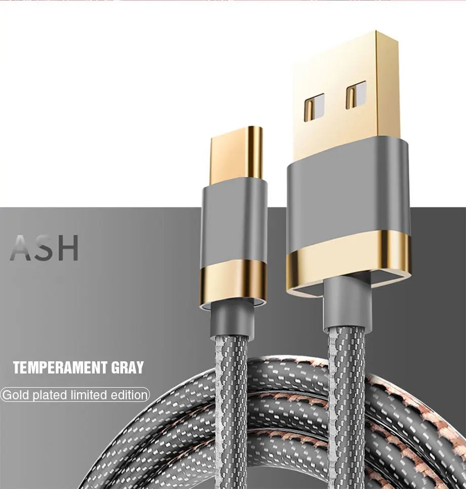 Кабель Micro usb type-C, 1 м, 3 А, быстрая зарядка, ковбой, USB, синхронизация данных, мобильный телефон, для huawei, Xiaomi, Android, samsung, шнур для передачи данных