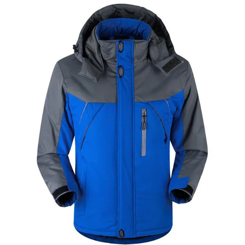 Толстый бархат подпушка и парка пальто 6XL 7XL 8XL 8XL теплый зимняя куртка для мужчин водонепроница ветрозащитная чакета Hombre - Цвет: Синий