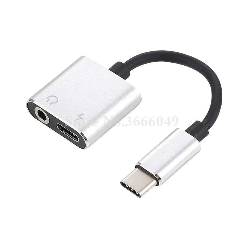 Универсальный USB C быстро аудио конвертер для наушников Тип-C до 3,5 мм адаптер 2 в 1 кабель для зарядки для LG G5 G6 V20 - Цвет: Серебристый