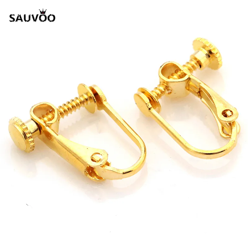 SAUVOO 10 шт./лот античная бронза серебро золото цвет французские серьги клипсы
