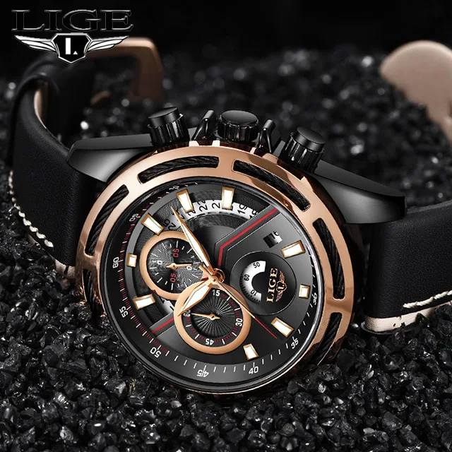LIGE мужские часы Лидирующий бренд Роскошные спортивные кварцевые Креативные Часы