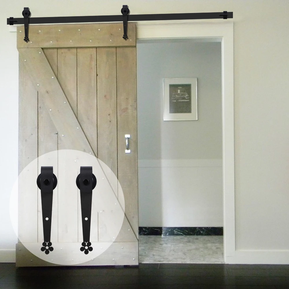 

LWZH 20FT Easily Installed Country Style Sliding Barn Wood Door Hardware Soft Close Black Barn Door Hardware Kit for Single Door