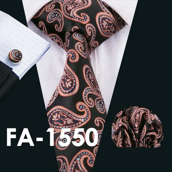 FA1550 Barry. Wang бренд мужской галстук 16 видов стилей Пейсли шёлк-жаккард тканый галстук Handky запонки набор для мужчин Бизнес Свадебная вечеринка - Цвет: FA1550