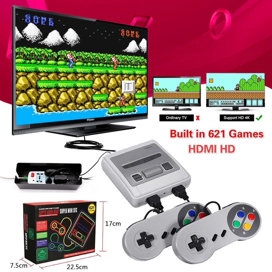 Super SNES Mini HDMI Family TV 8-битная Игровая приставка Ретро Классический HD выход ТВ ручной