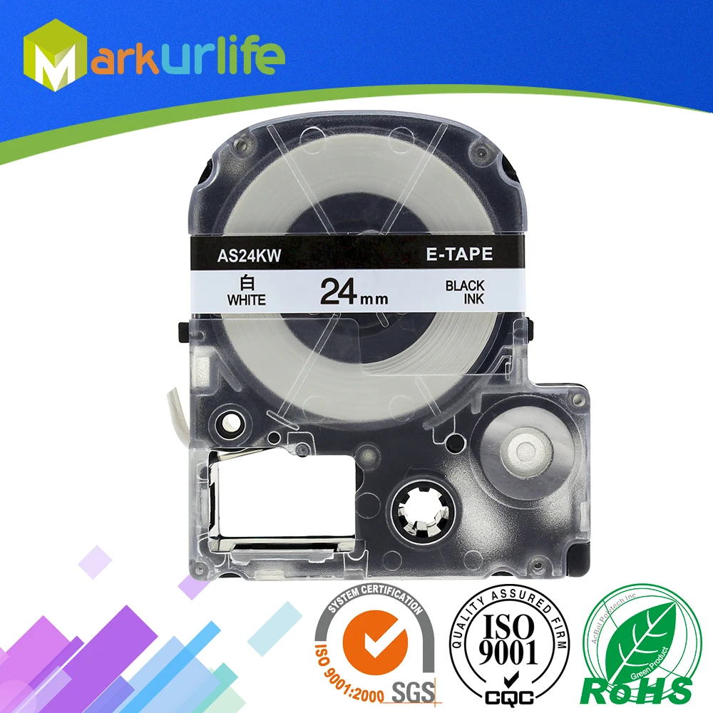 1 упаковка белая этикетка черный текст 24 мм лента принтера совместимая EPSON