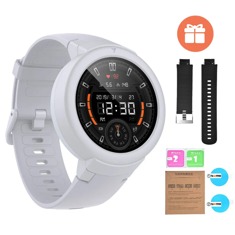 White n black strap Английский Huami Amazfit Verge Lite gps Смарт часы 1," AMOLED экран IP68 20 дней работы от батареи наручные часы для мужчин - Цвет: White n black strap