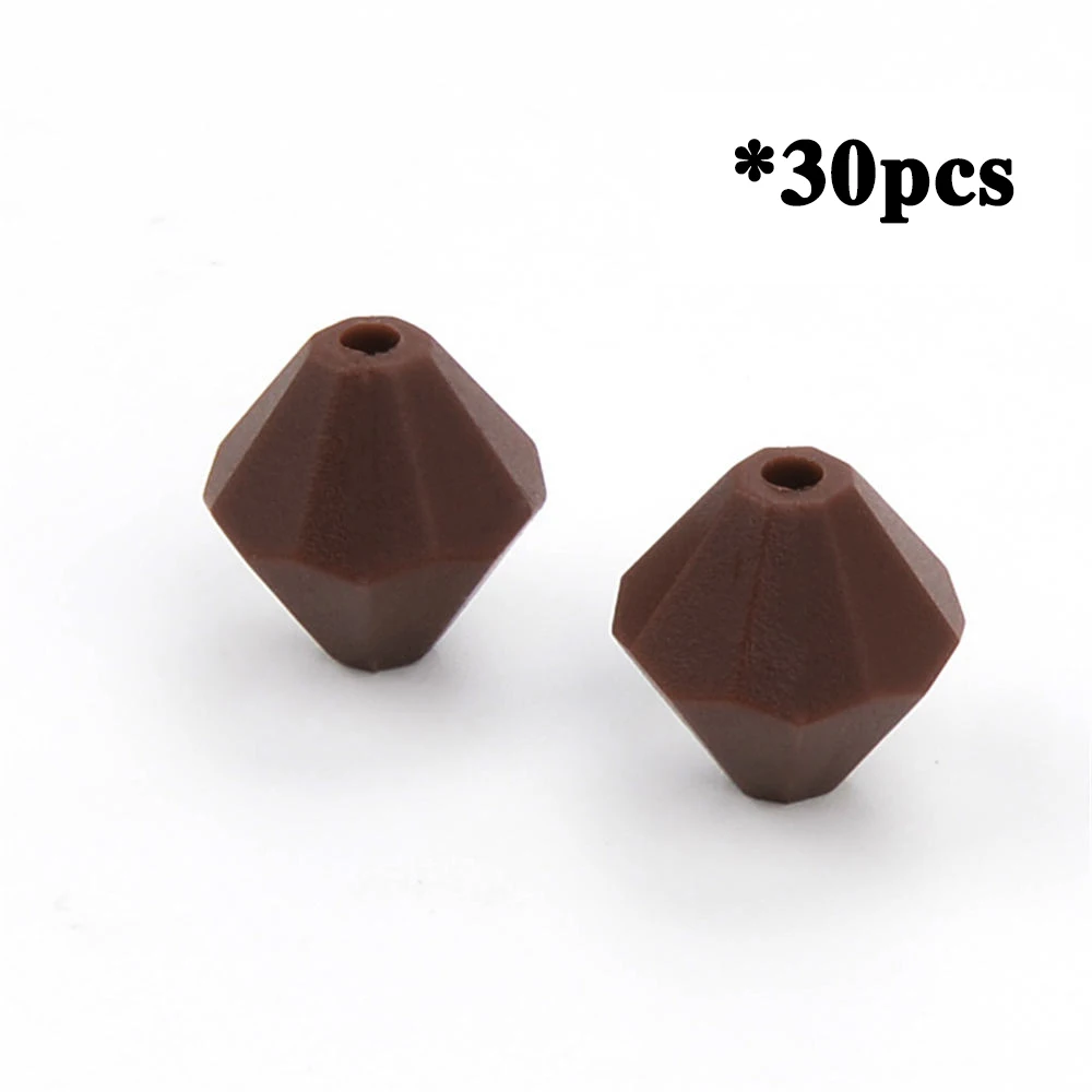 chocolate LOFCA 30 шт. алмазные Силиконовые бусы для прорезывания зубов ромб Прорезыватель для зубов пищевого класса DIY ювелирные изделия кулон ожерелье силиконовые свободные бусины - Цвет: chocolate