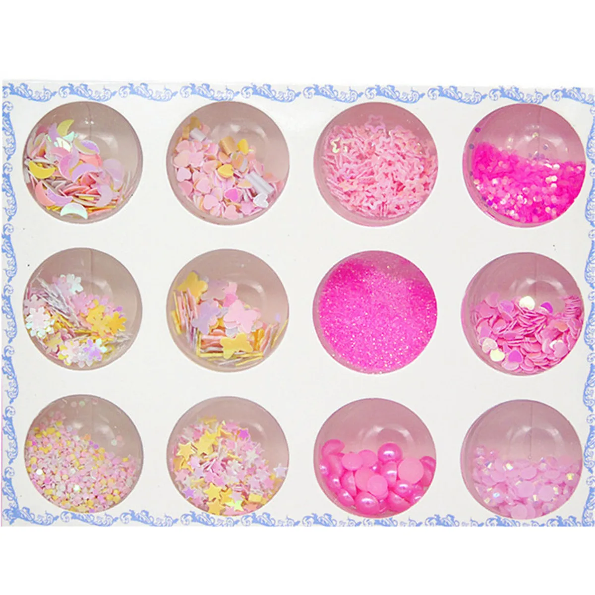 

Beauty 12 Color Dazzling Sparkly Nail Art Sequins Pink Nails Glitter Pearl Paillette Powder Flakes Moon Star Makeup Accessoires
