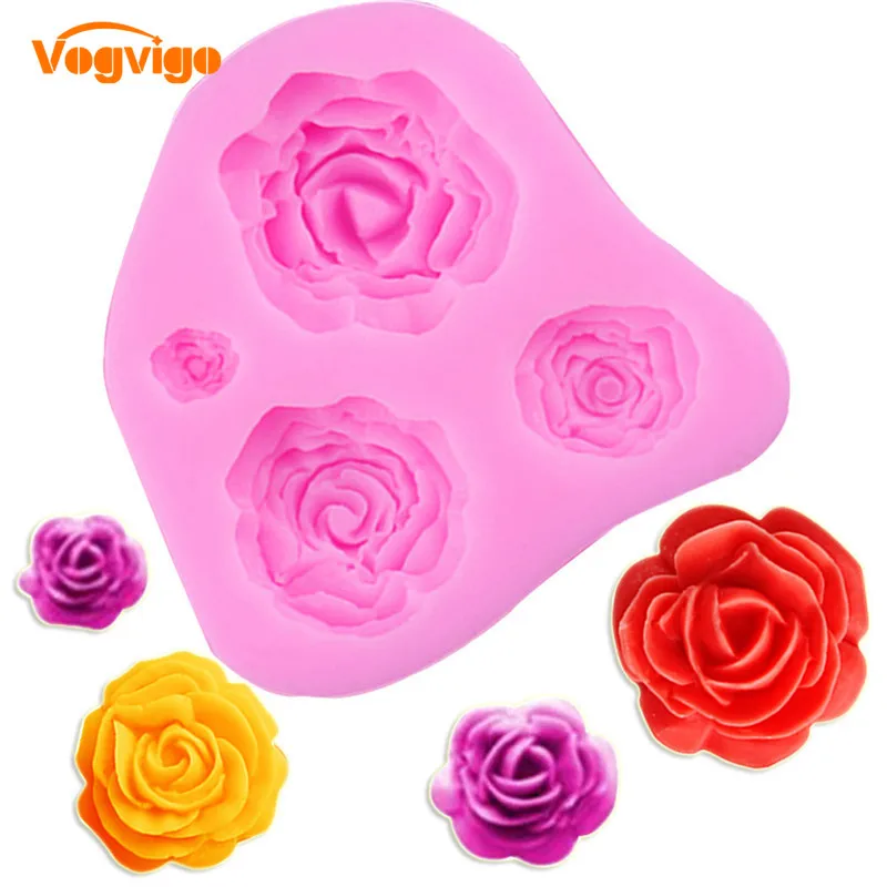 VOGVIGO 3D Rose Flower Silicone mold fondant cake decorating tools baking cookie Chocolate gumpaste |