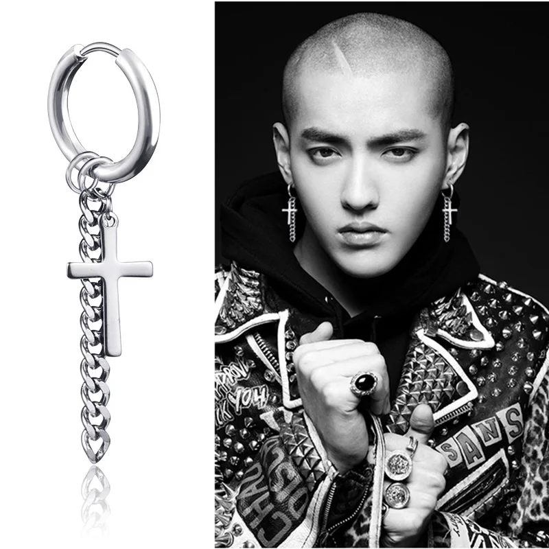 1 пара из нержавеющей стали длинная цепь кисточкой уха серьга с пряжкой в стиле