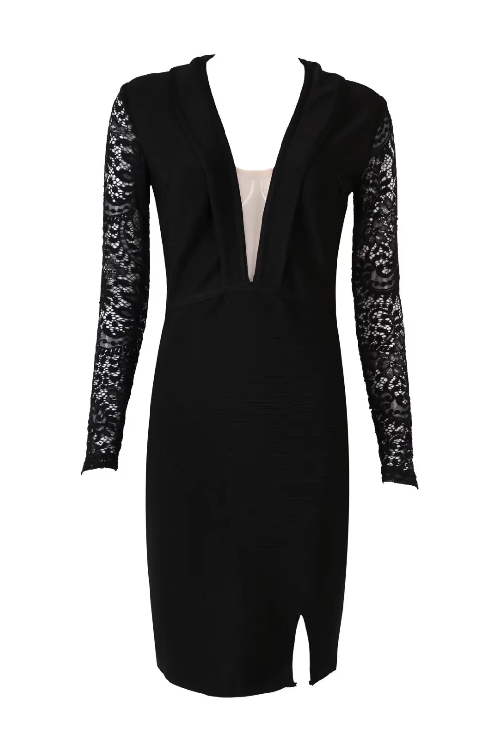 Fashion New Style Night Club Party Deep V-neck Lace Full Cool Slit Bandage Dress Sexy Women Celebrity Body Con Dresses Wholesale | Женская