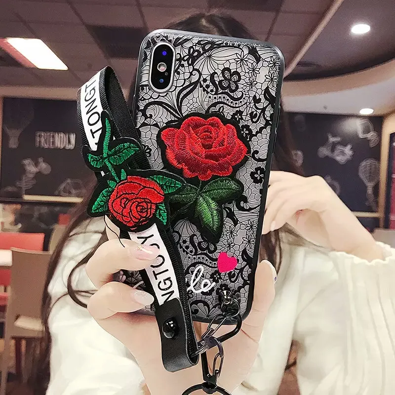 XINGYUANKE 3D милой улыбкой ЧЕХОЛ ДЛЯ VIVO V9 роскошные кружева цветок розы Coque для