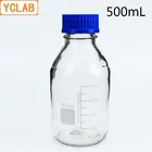 Прозрачная бутылка для реагента YCLAB 500 мл с синей крышкой, медицинское лабораторное химическое оборудование