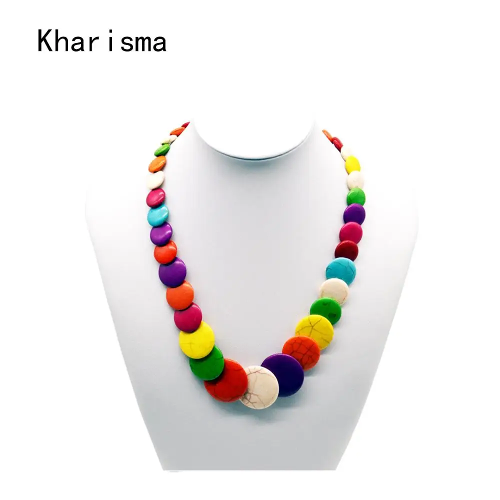 Женский чокер из круглых камней в этническом стиле ожерелье-чокер с подвеской