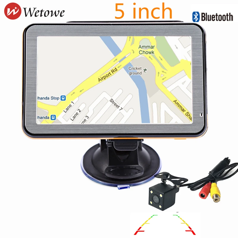 Wetowe G5 5 дюймов Автомобильный GPS навигатор FM Bluetooth AVIN реверсивная камера Россия США