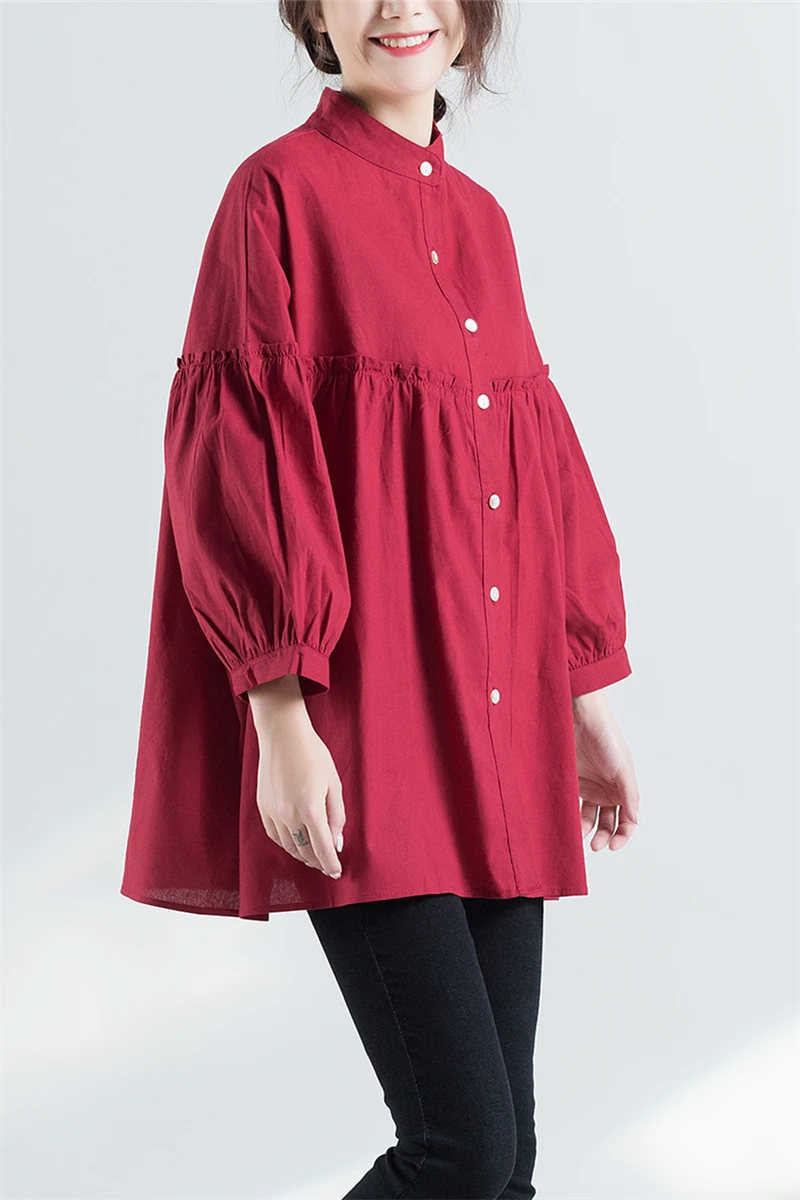 

Mori Girl Vintage Hoppie Boho Sweet Lolita Elegant Loose Cotton Linen Ruffle Long Sleeve Women Blouse Skirt Shirt Ladies Tops