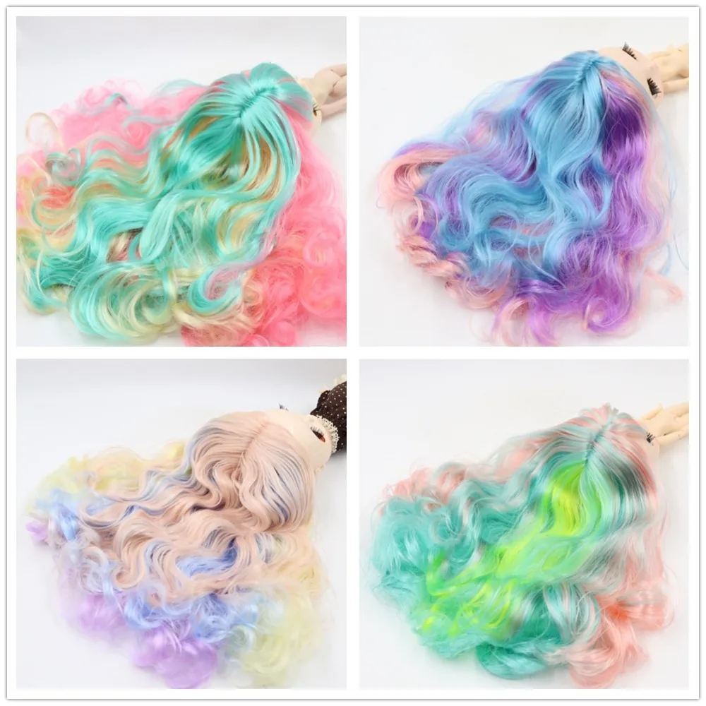 Blyth кукла ледяной rbl головы и купол красочные волосы парик для DIY пользовательские куклы