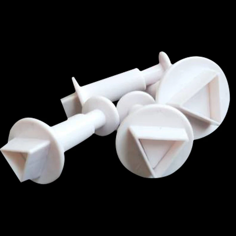 4 шт./компл. пищевой пластик Tri-angle формы для печенья и бисквитов резак Плунжер