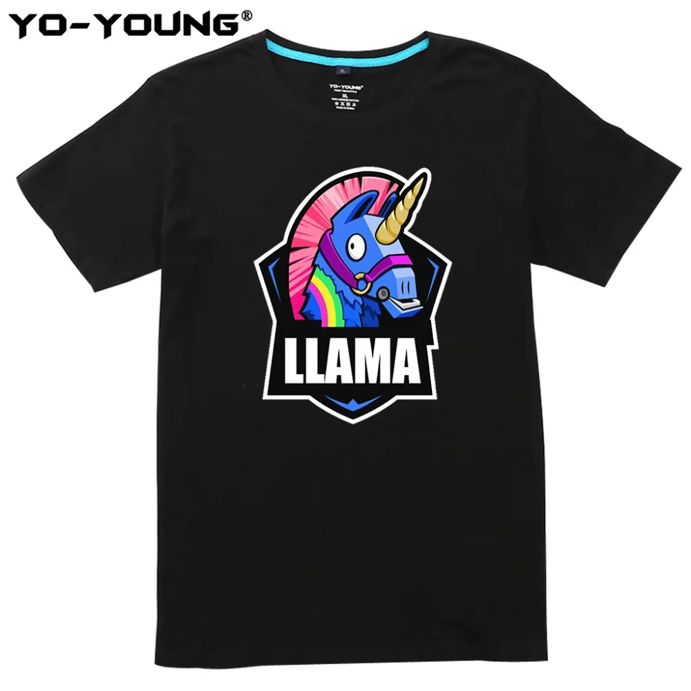 Yo-Young Men T-Shirt Funny LLAMA LOGO Print Game Fans T Shirts 100% Combed Cotton Casual Summer Top Tees Homme camisetas hombre | Мужская