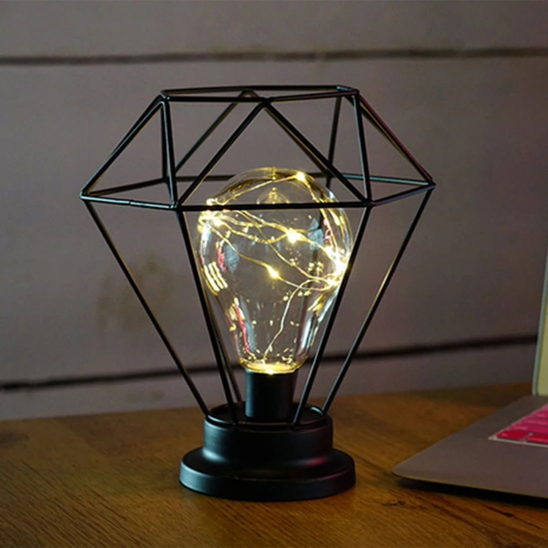 Iguardor Minimalism Style Creative Modeling Iron Art Night Light Table Top Home Festival Party Decorative Lamp Battery powered | Освещение