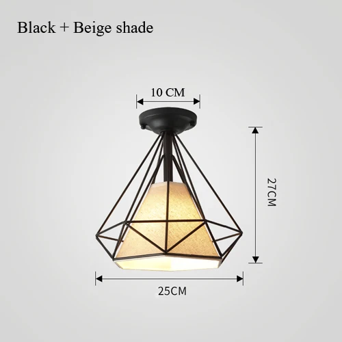 Black Beige shade Скандинавский потолочный коридор огней прохода кухни потолочные светильники винтажная лампа с нитью накаливания по форме напоминающей клетку светильники Abajur Домашнее освещение Plafonnier для гостиной - Цвет корпуса: Black Beige shade