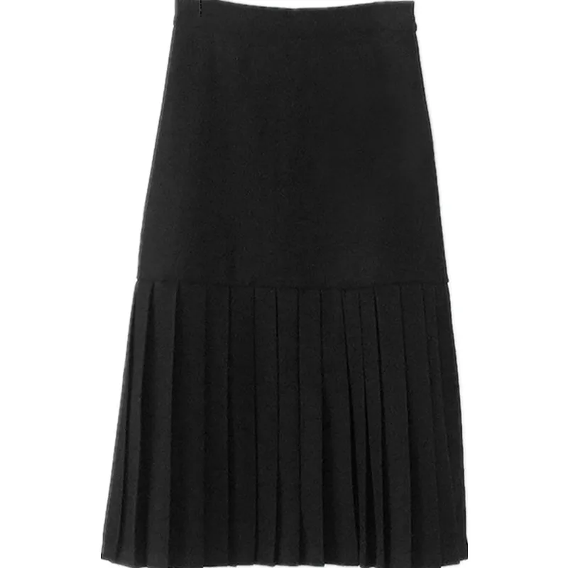 Black skirt Зимние юбки,, женская мода, корейский стиль, японский стиль, дизайн, для девушек, темперамент, винтажная черная плиссированная юбка с высокой талией, милая - Цвет: Black skirt
